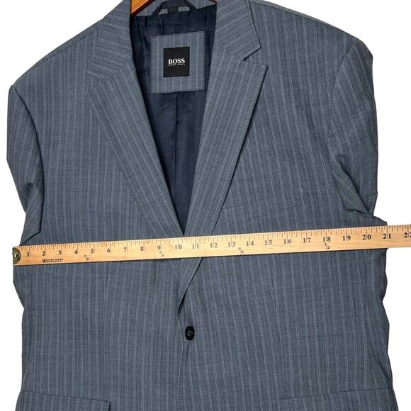 Hugo Boss 46R Wool Blend Coastus Blazer Pinstripe Suit Jacket Office Gray - Picture 8 of 9